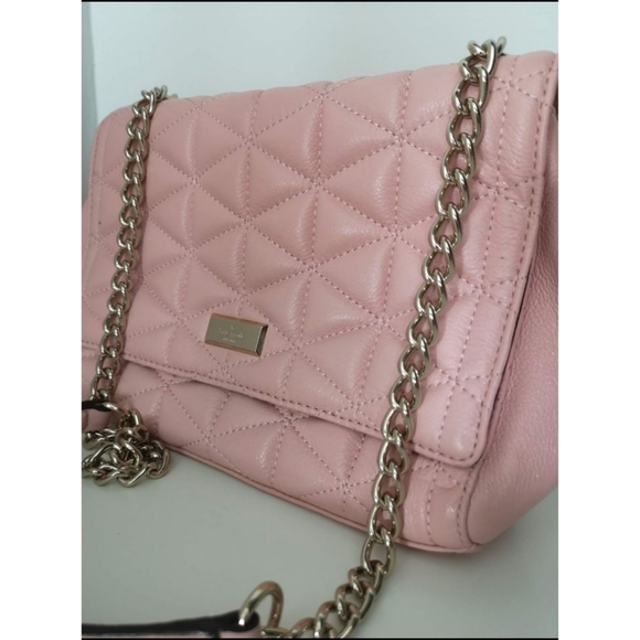 Kate Spade quilted leather adjustable chain strap handbag purse blush pink - Picture 2 of 4
